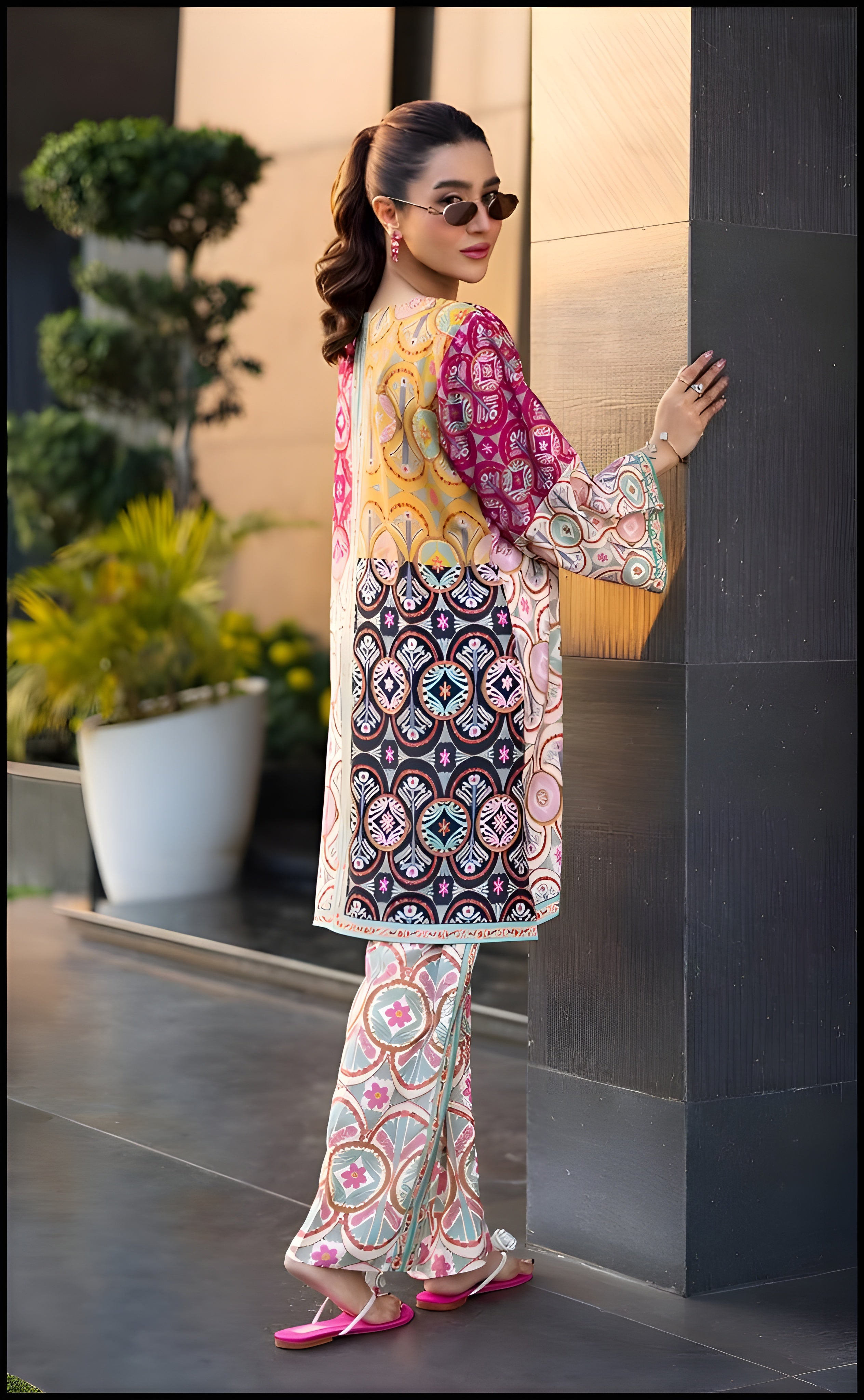 FLORAL PRINTED CO ORD SET 2PC WITH BELL BOTTOM TROUSER