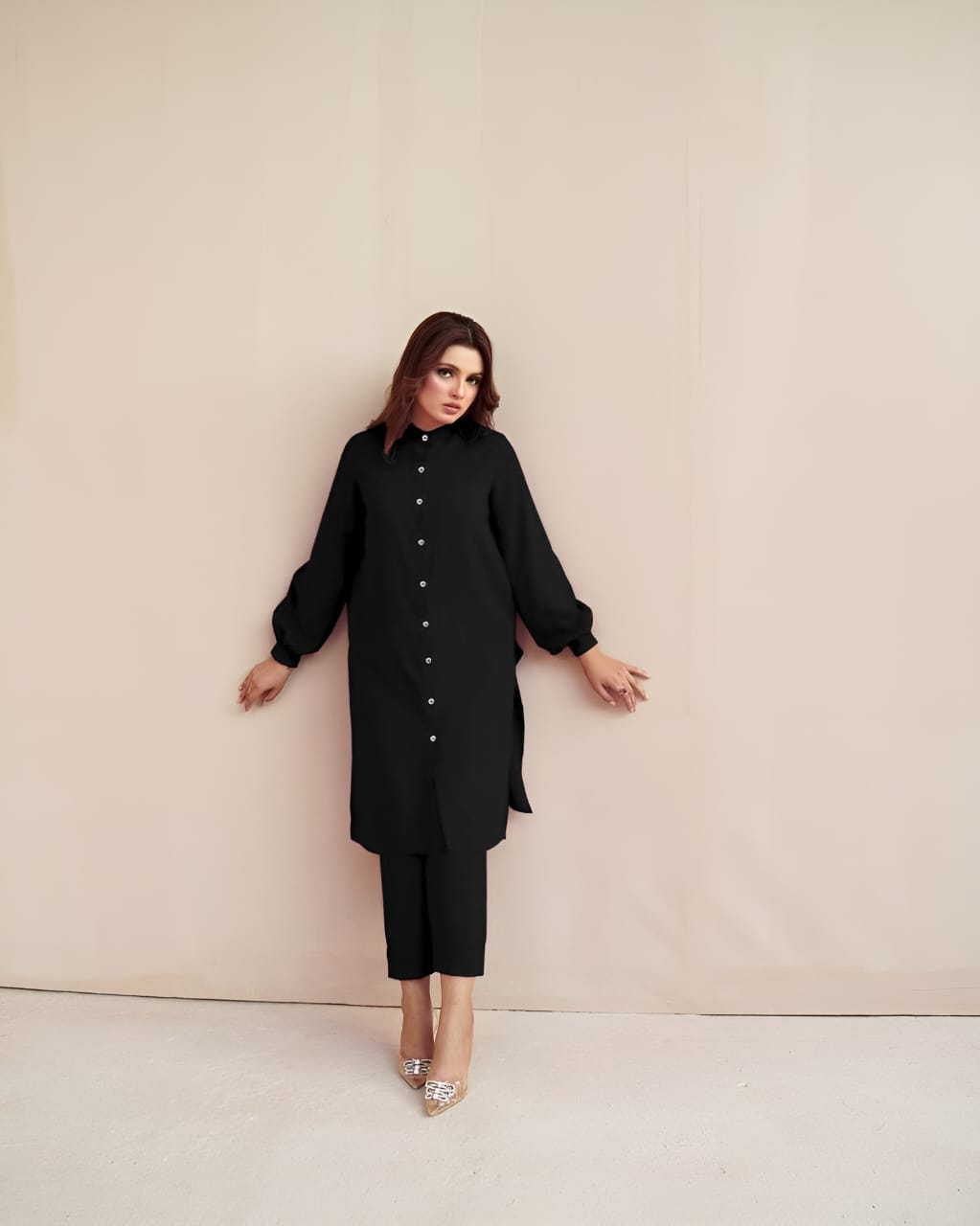 SOLID LONG CO ORD SET 2PC