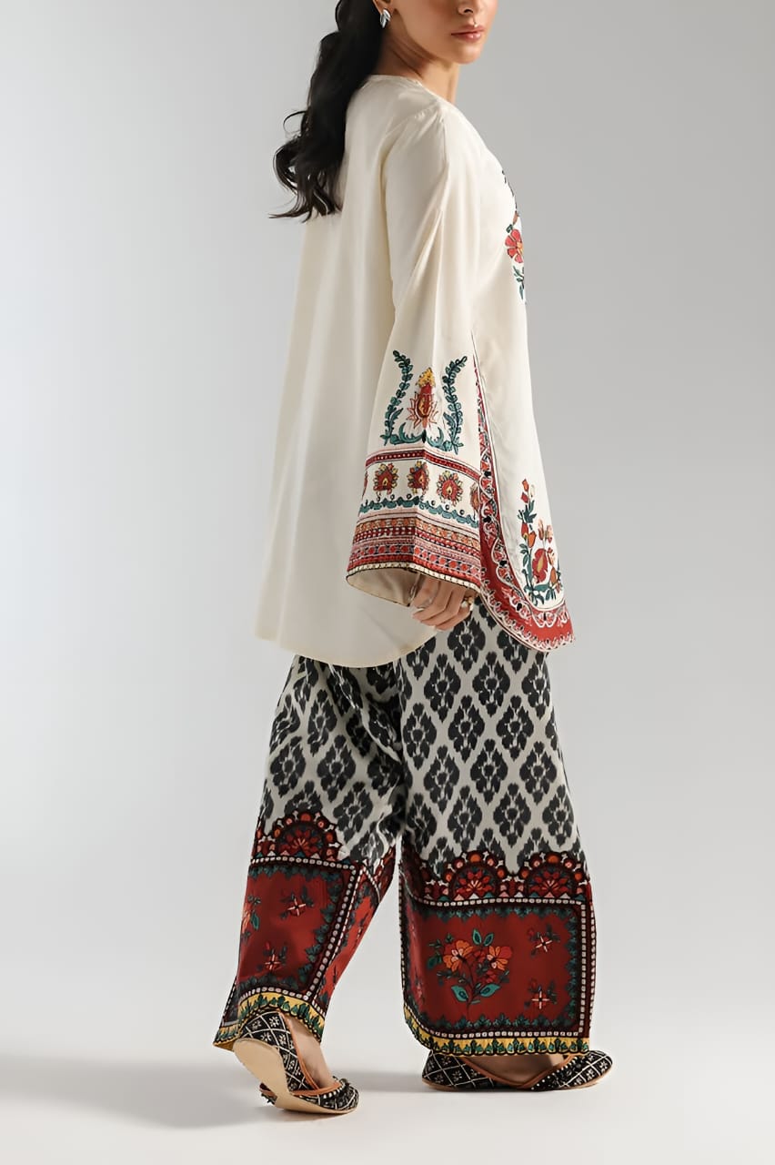 AURA STITCHED EMBROIDED FARSHI SHALWAR 2PC
