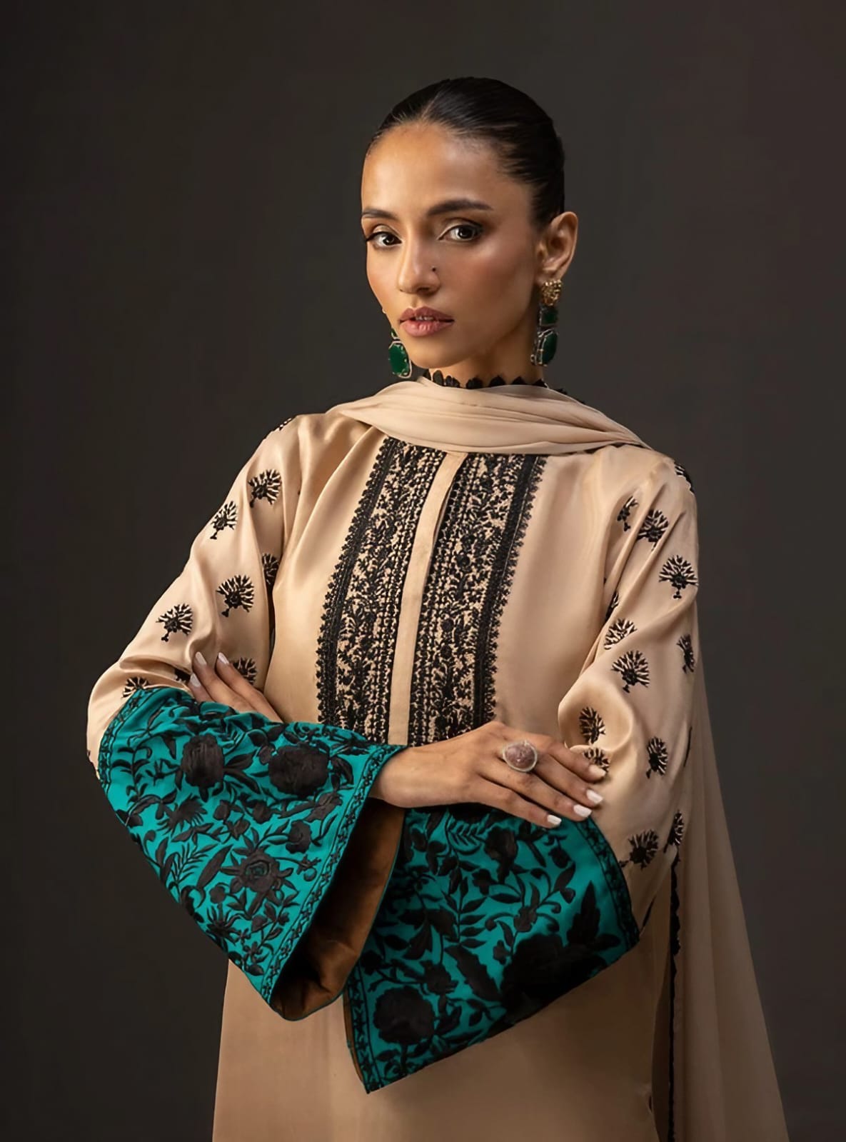 Multi 2 Tone Silk 3 Peice by  Zainab Chottani