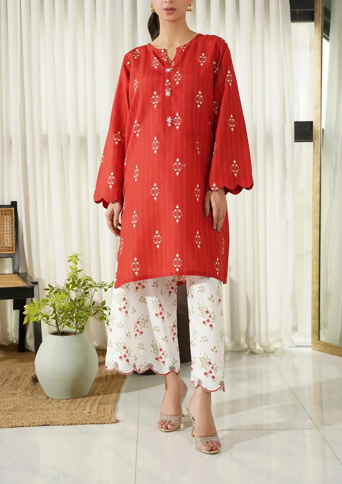 Stitched 2 Piece Printed Shirt and Printed Trouser