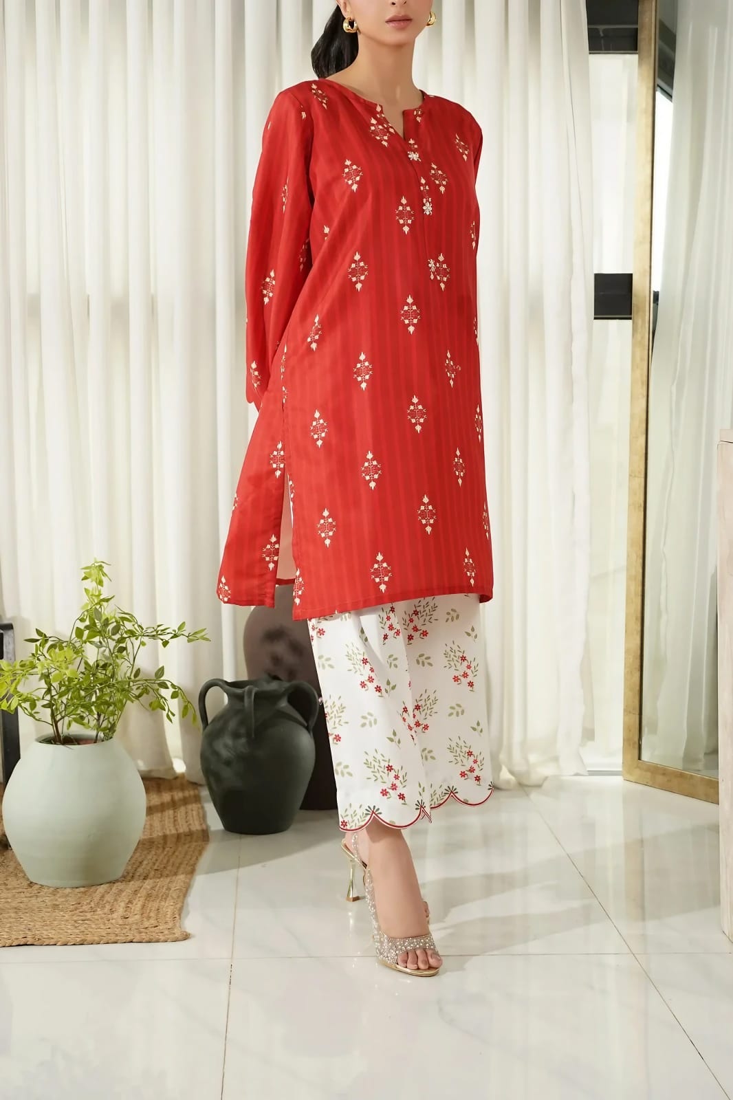 Stitched 2 Piece Printed Shirt and Printed Trouser